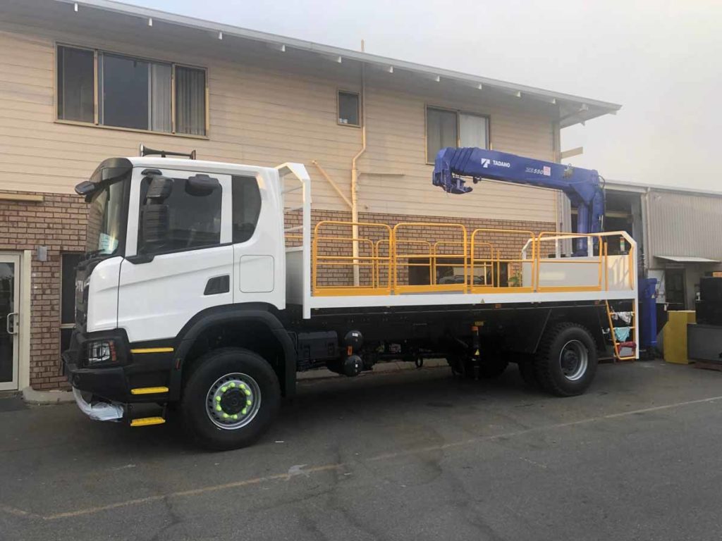 Scania truck with handrails